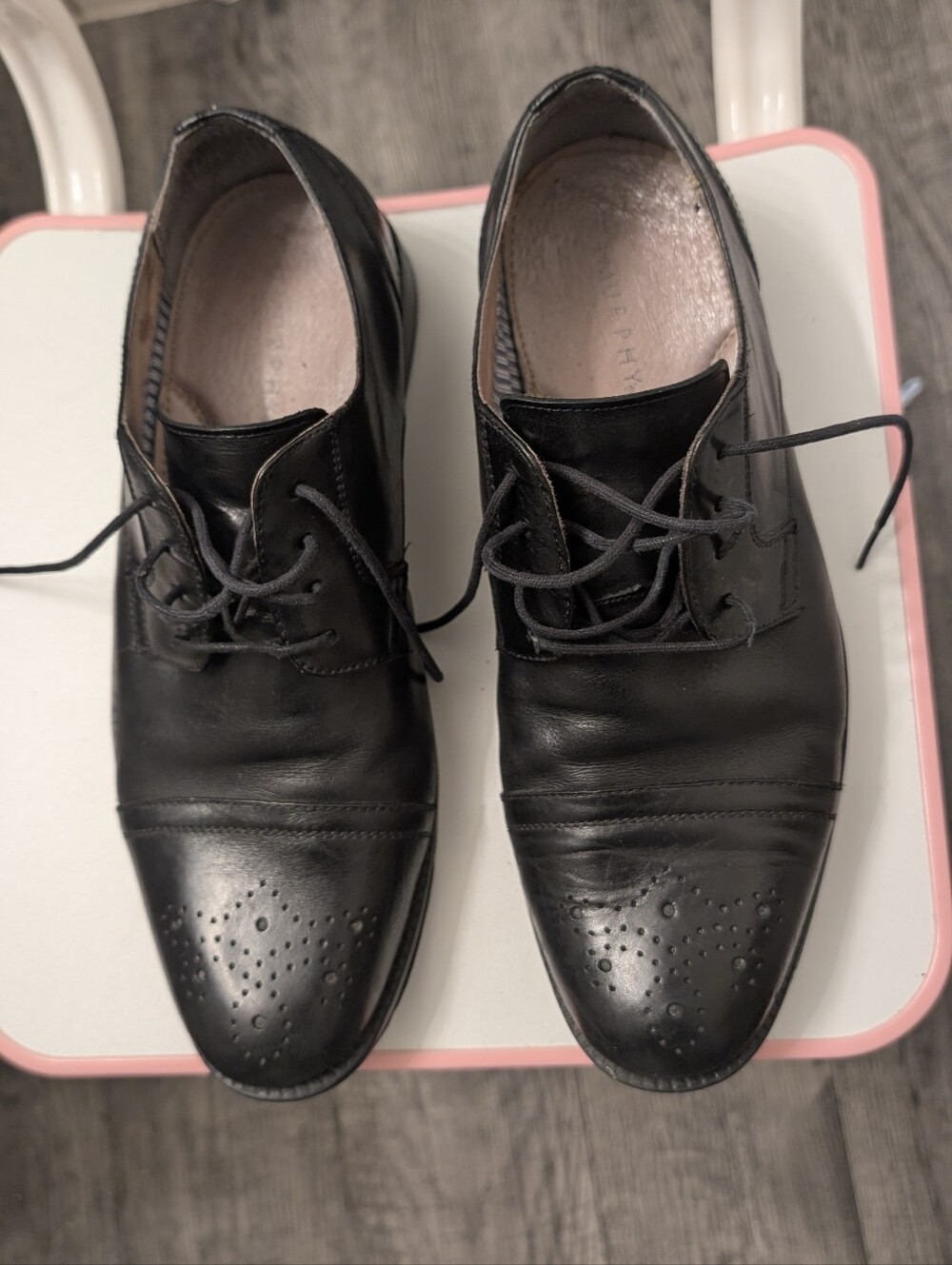 Classic Black Leather Cap-Toe Men's Dress Shoes